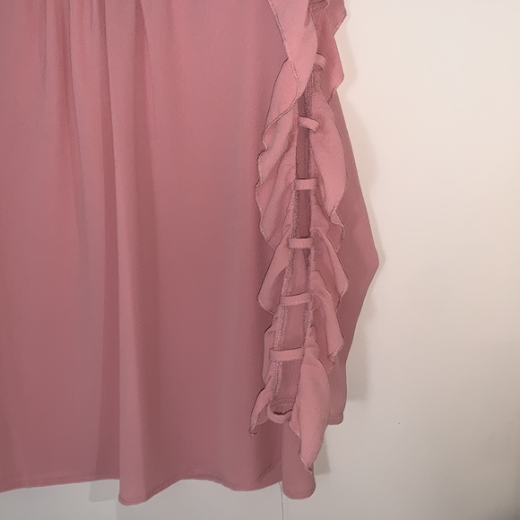 womens L light pink long open sleeve blouse - Picture 4 of 8